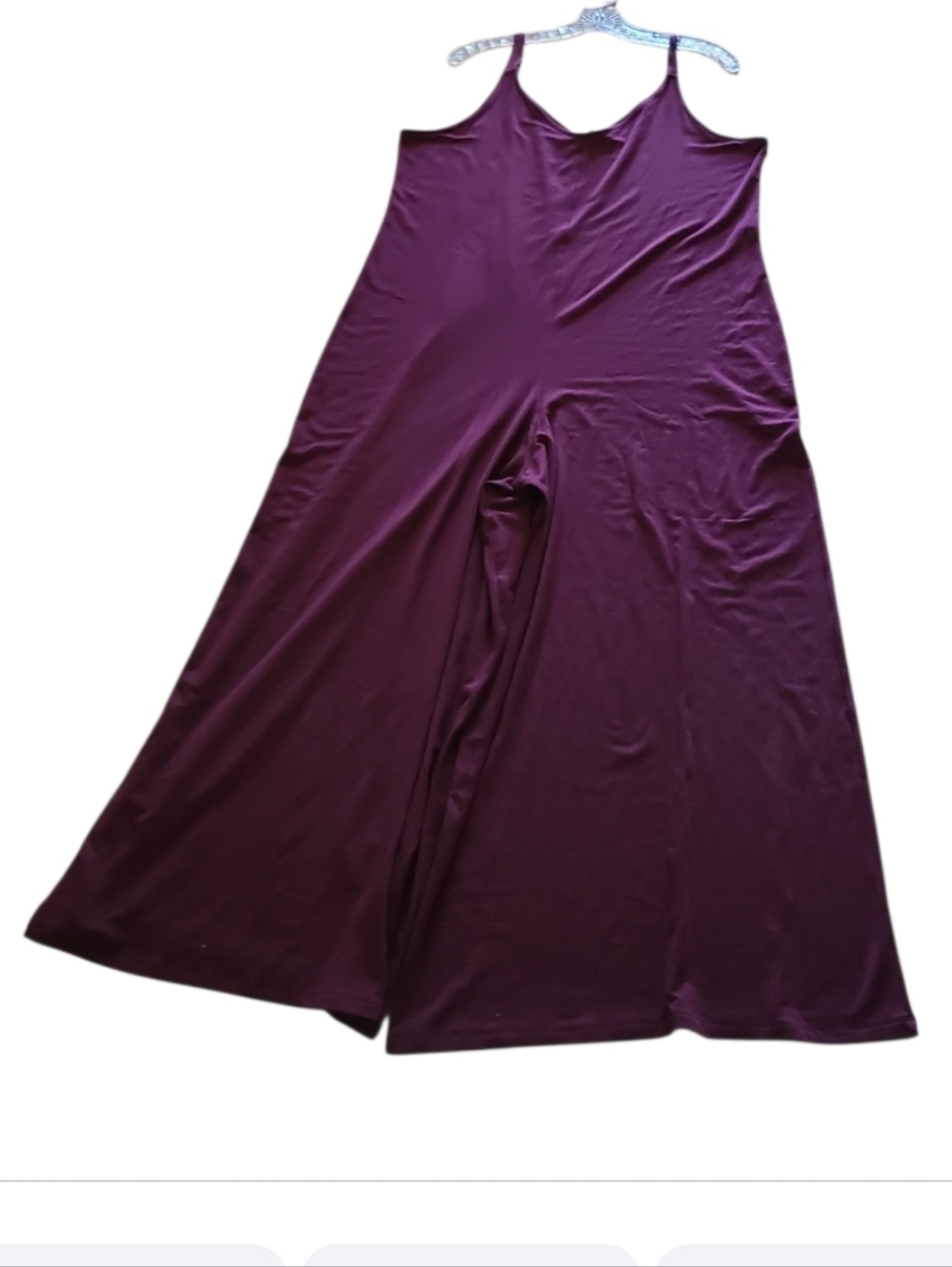 Athleta V Neck Night Time Bliss Sleep Romper Deep Burgundy Wide-Leg Jumpsuit - Picture 15 of 16
